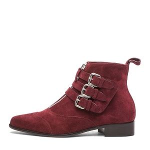 Tabitha Simmons Burgundy Suede Early Buckle Boots